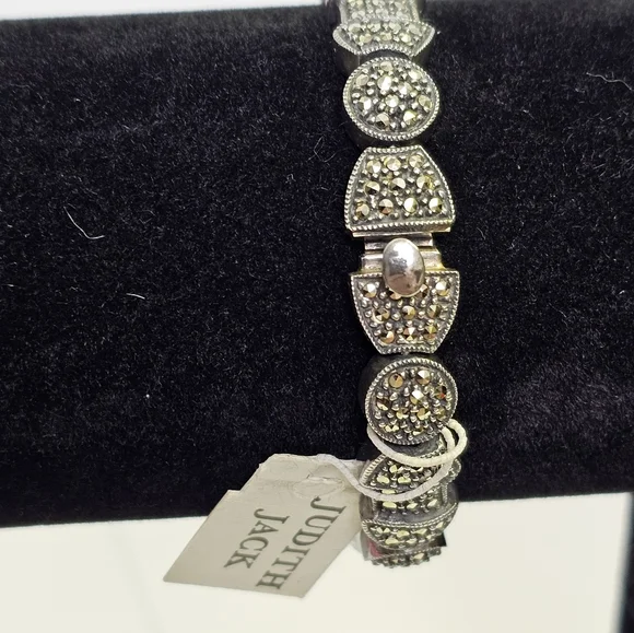Judith Jack Art Deco Style Sterling Silver & Marcasites Bracelet! - Picture 4 of 6